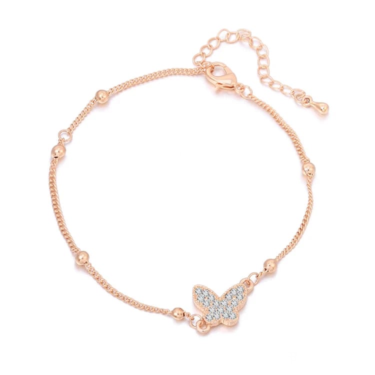 Rose Gold Plated Foot Diamond Anklet Bracelet Body Jewelry Women Body Jewelry