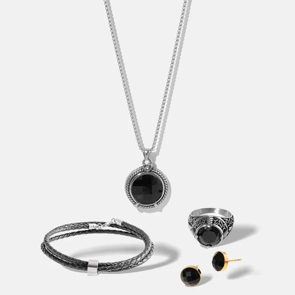 Men’s Jewelry Sets Stainless Steel 4 Sets Bracelet Ring Necklace And Earrings Jewellery Set Jewelry set
