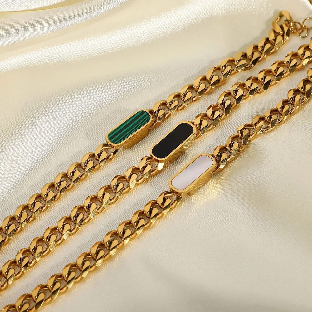 Fashion 18k Gold Plated Stainless Steel Necklace Bracelet Set Cuban Chain Jewelry Set Jewelry set