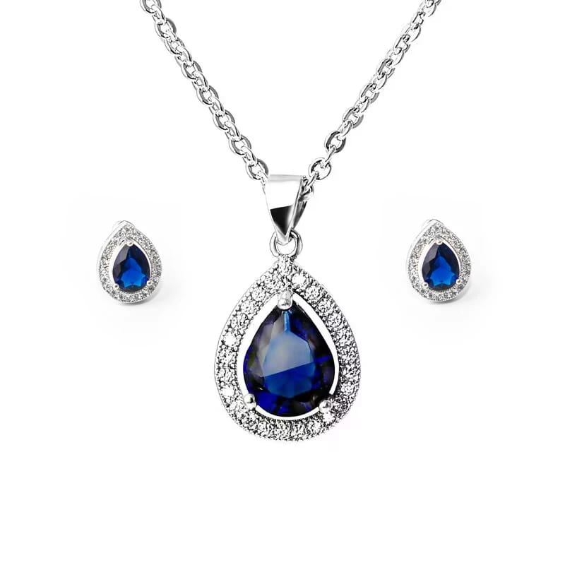 Luxury Jewelry Sets For Women Silver Jewelry 925 Sterling Zircon Necklace Earring Set Water Proof Hypoallergenic Gift For Girl Jewelry set