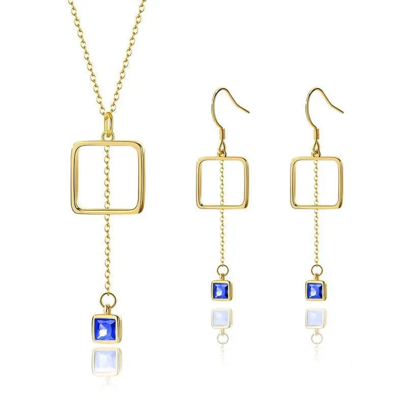 Luxury Necklace Women Set Waterproof Low Allergies Sterling Silver 18k Gold Plated Earring Necklaces Sets Gift For Girl Friend Jewelry set