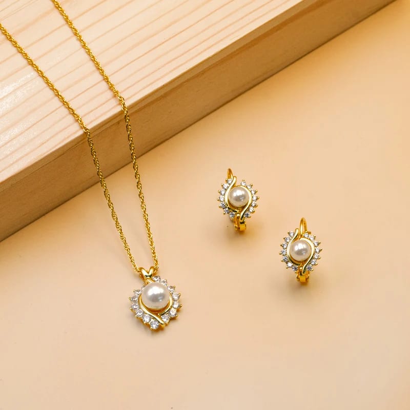 Newest Style Classic Jewelry 18k Gold Plated Pearl Jewelry Set Micro Inlaid Zircon Jewelry Earrings And Necklace Sets Jewelry set