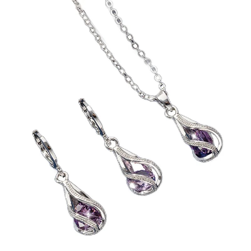 Luxury Natural Stone Cz Necklace And Earring Sets Jewelry For Women Jewelry set