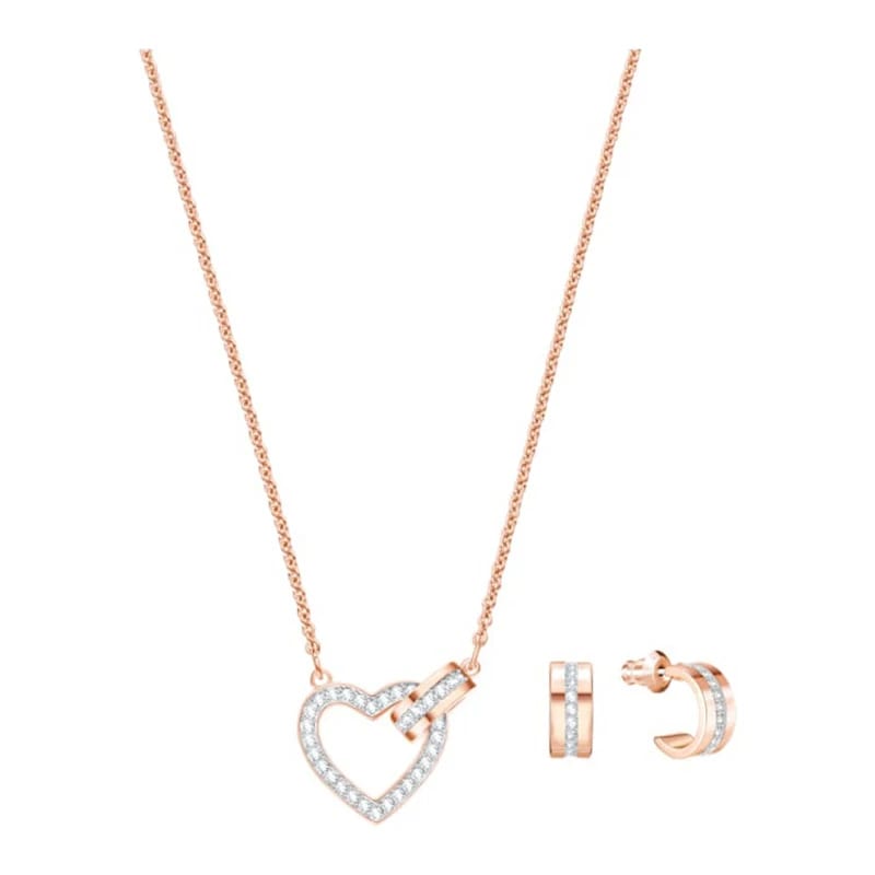 High Quality 925 Sterling Silver Heart Necklace And Circle Zircon Earrings Bridal Jewelry Set Jewelry set