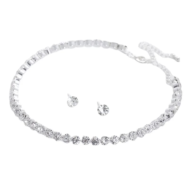 Bridal Cubic Zirconie Crystal Wedding Jewelry Set Earrings And Necklace Set Jewelry set