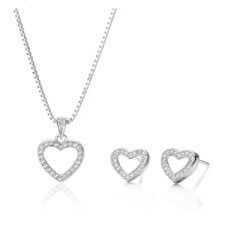 Heart Necklace Earring Jewelry Style China Wholesale 925 Silver Women Jewelry Set Jewelry set