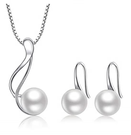 Manufacturer Luxury Rose Silver Music Notation Jewelry Set,High Quality 3 Pieces Jewellery Set With Freshwater Pearl Jewelry set