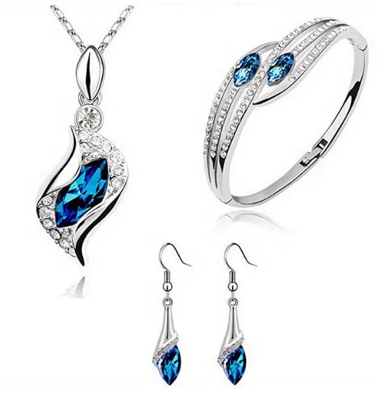 High Quality Gemstone 5925 Sterling Silver Women 4 Pieces Jewelry Set With Cz Stone Jewelry set