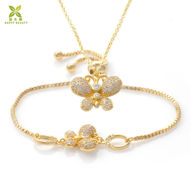 SXS JEWELRY 18k Real Gold Plated Butterfly Shape Cubic Zirconia Jewelry Set For Women Jewelry set