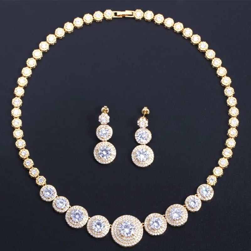 Luxury Gold Plated Cz Stone Set Jewelry Gold 24k Jewelry set