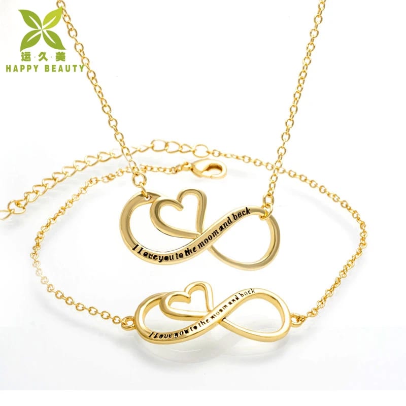2018 New Design Jewelry Set Gold Infinity Shape Necklace Bracelet Jewelry Set Jewelry set