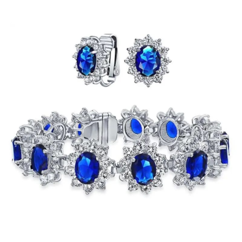Sapphire Blue Cz Jewelry Set Princess Accessories Jewelry Jewelry set
