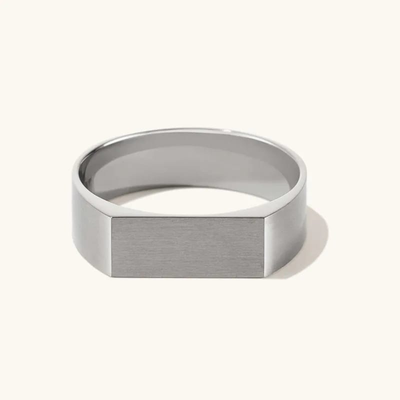 Custom Logo Fashion Jewelry High Polish Gold Plated Stainless Steel Bold Slim Rectangular Signet Rings For Men Ring
