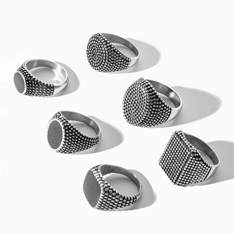 Vintage Punk Men’s Titanium Steel Willow Nail Ring Personalized Trendy Men’s Stainless Steel Ring Ring