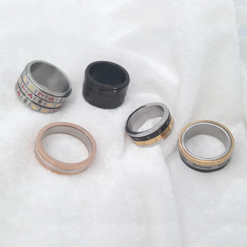SXS JEWELRY Stainless Steel High Polishing Spinner Rotate Anti-anxiety Calender Ring Jewelry Ring
