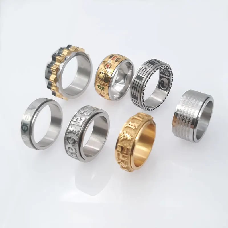 Stainless Steel Pvd Plating Enamel Different Colors Gold Plated Rotatable Mahjong Ring Ring