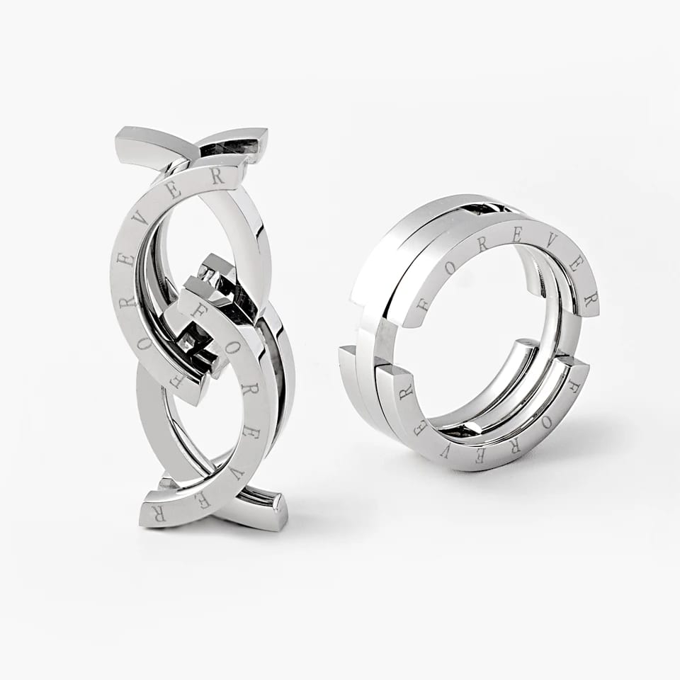 Unique Deformable Dual-purpose Ring Pendant Necklace Creative Stainless Steel Deformation Anxiety Fidget Rings For Men Ring