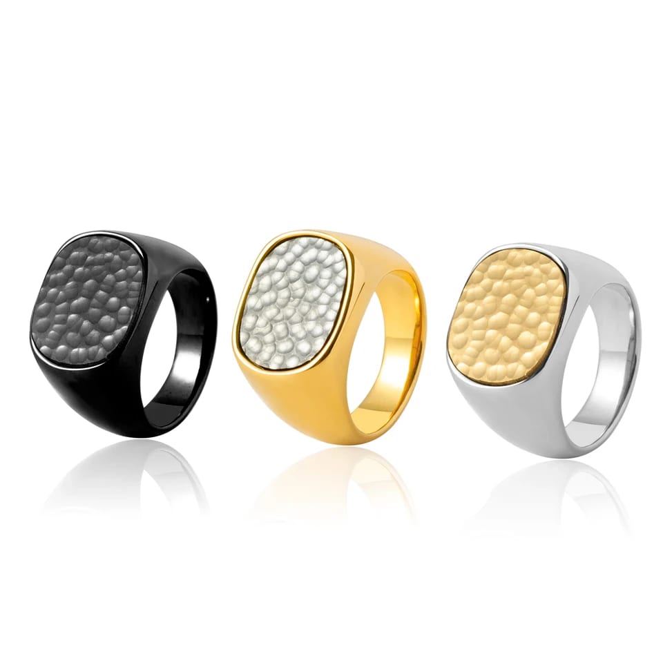 New Fashion Personality Inlaid Corrugated Round Titanium Steel Ring Trendy Punk Hip-hop Jewelry Ring