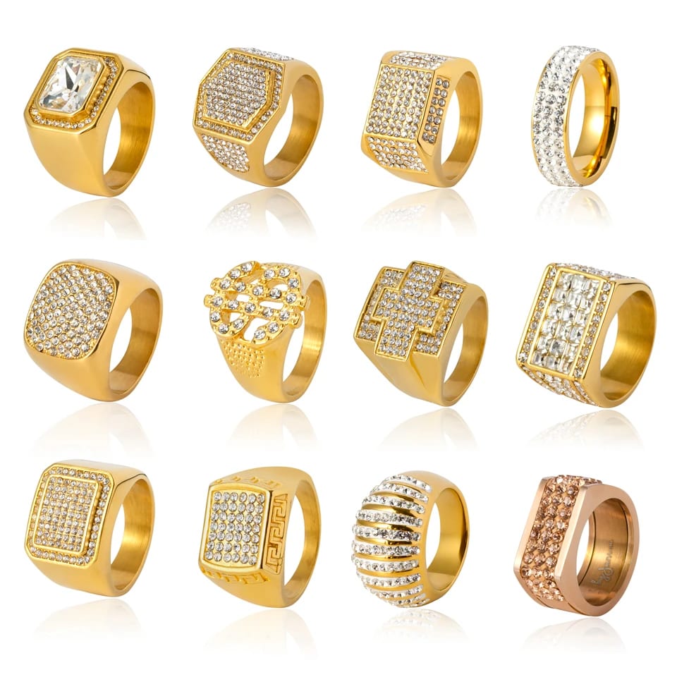 Hot Sale High Quality Personalized Rings Stainless Steel Square Pave Cubic Zirconia Ring For Fashion Men Jewelry Ring