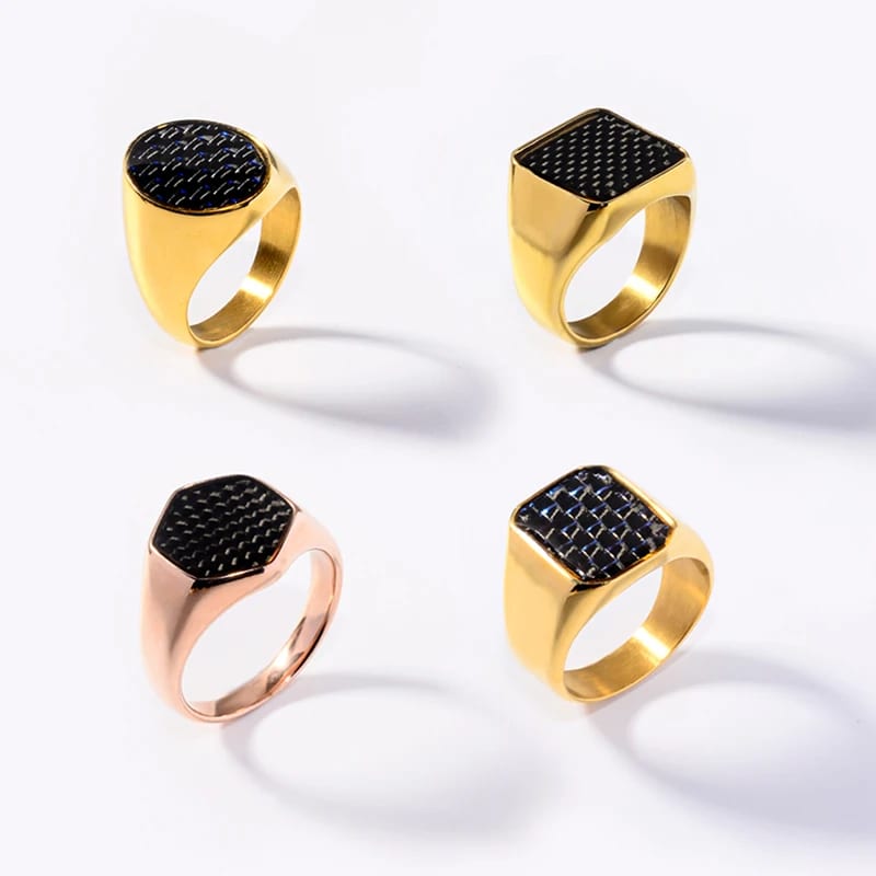 Wholesale Punk Trendy Hip Hop Men’s Signet Ring 18k Gold Plated Stainless Steel Jewelry Men Rings Jewelry Ring