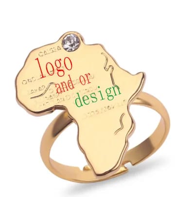 Best Selling Stainless Steel Africa Diamond Map Adjustable Ring Men Ring