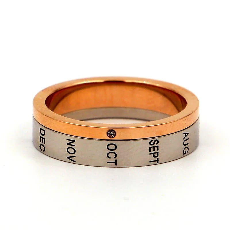 Fine Jewelry Calendar Anxiety Ring Stainless Steel Rose Gold Plated Gift For Boy And Girl Ring