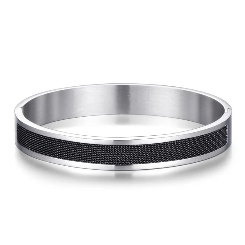 Custom 316 Stainless Steel Polished Silver Color And Black Heart Rate Line Rings For Women Ring