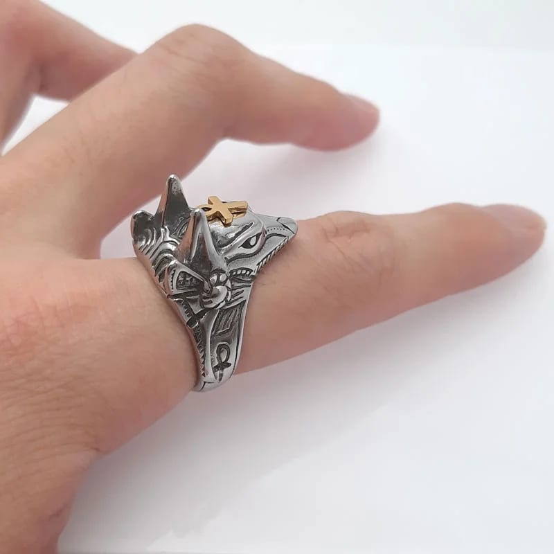 SXS JEWELRY Stainless Steel Antique Silver Plated Viking Wolf Finger Ring For Men Jewelry Ring