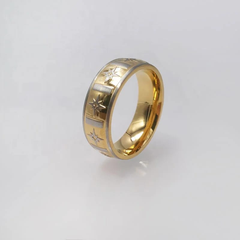 SXS JEWELRY Titanium Steel High Quality Mens Rings Customize Stainless Steel Jewelry Gold Star Ring Factory Ring