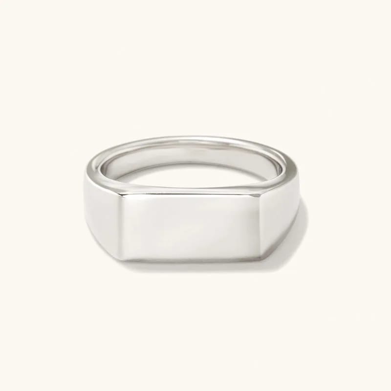 Wholesale Custom Men Jewelry Design 925 Sterling Silver Rectangular Signet Ring Ring