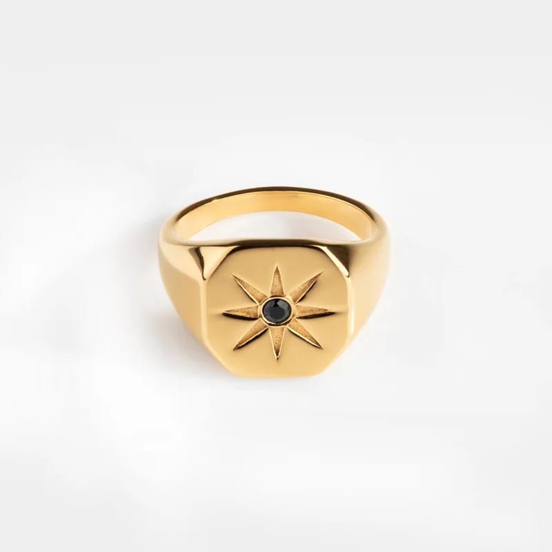 Custom Engraved Jewelry Stainless Steel Signet Ring Compass Ring For Mens Ring