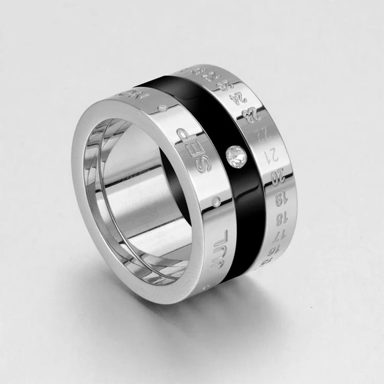 Custom Engraving Arabic Calendar Numerals Stainless Steel Ring Ring