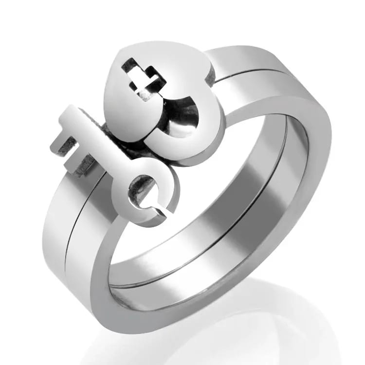 New Fashion Design Stainless Steel Key Lock Shaped Rings Ring