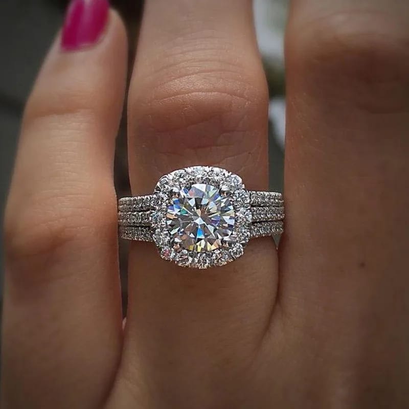 Fashion Exquisite All Diamond Zircon Ring Proposal Wedding Women’s Jewelry Ring