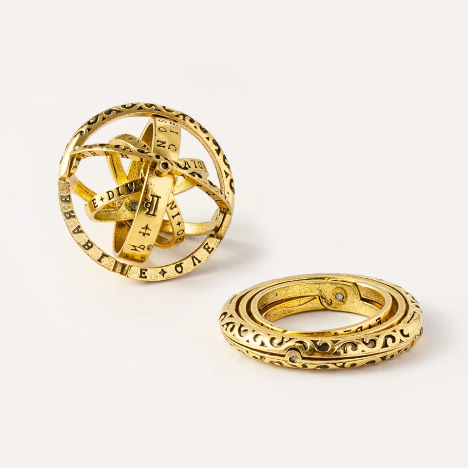 Creative Flip Deformation Couple Rings Two Ways To Wear Vintage Turntable Astronomical Sphere Rings Jewelry Ring