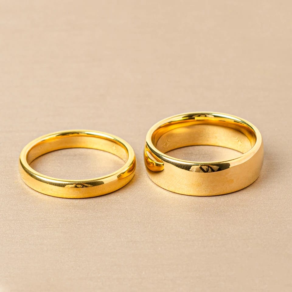 Minimalist Retro Ring Gold Plated Stainless Steel Ring Couple Ring Set Ring