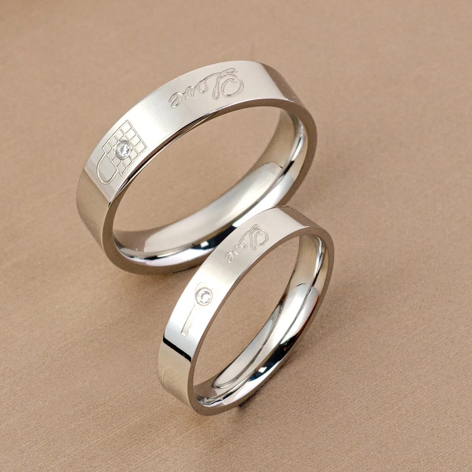Romantic Engraved Love Stainless Steel Couple Rings For Weddings And Engagement Ring