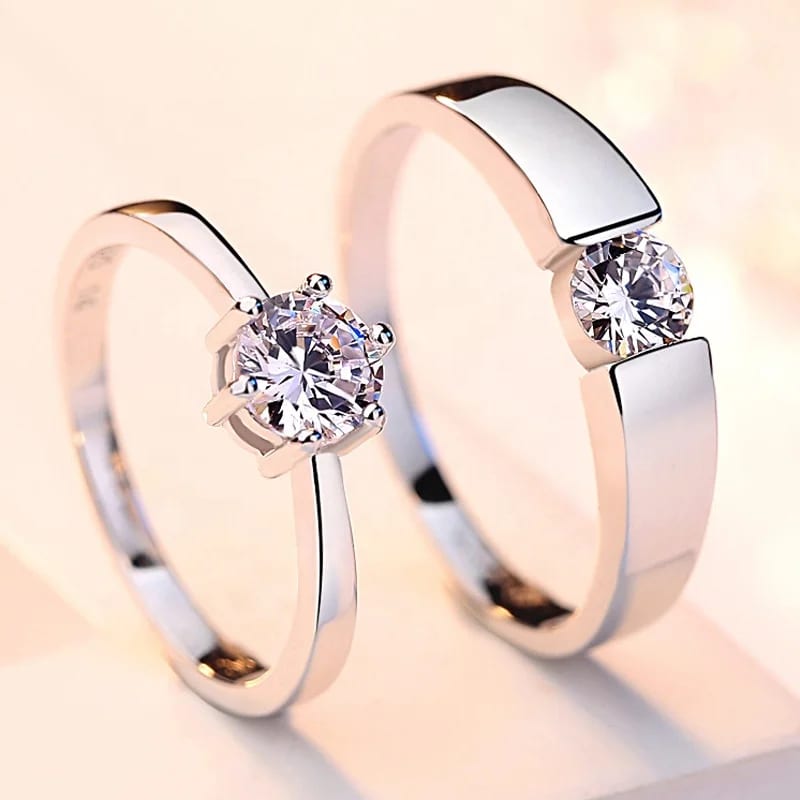 Modern Fashion Sterling Silver Crystal Wedding Ring With Precious Stone Ring