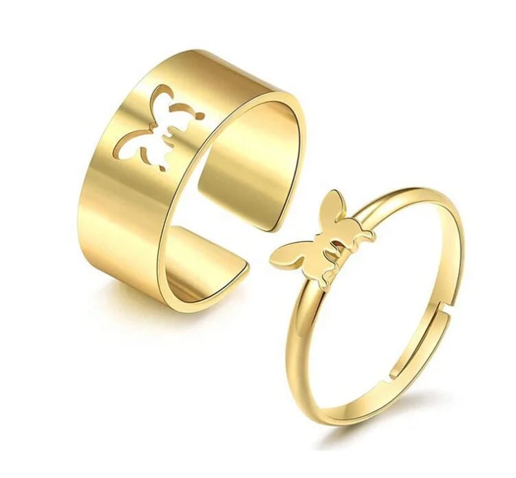SXS JEWELRY Butterfly Rings Couple Ring Butterfly Stainless Steel Butterfly Rings Jewelry Ring