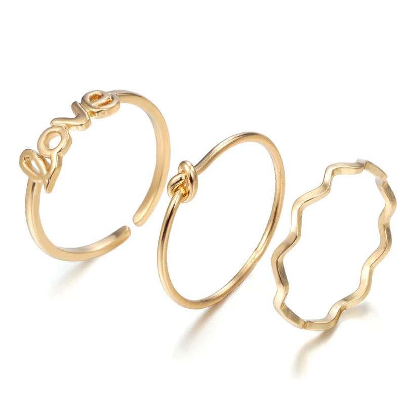3 Pcs/set Fashion Gold Jewelry Knuckle Finger Rings Set For Girls Jewelry Ring