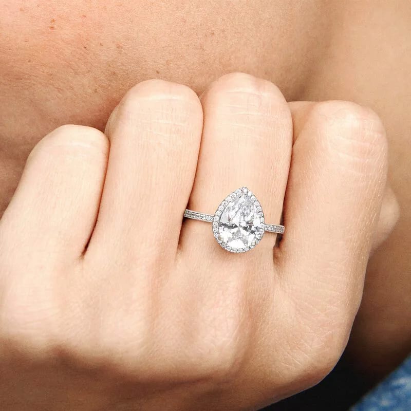 Elegant Luxury Engagement Cz Teardrop Diamond Wedding Rings Shining Cubic Zirconia Tear Drop Rings Ring