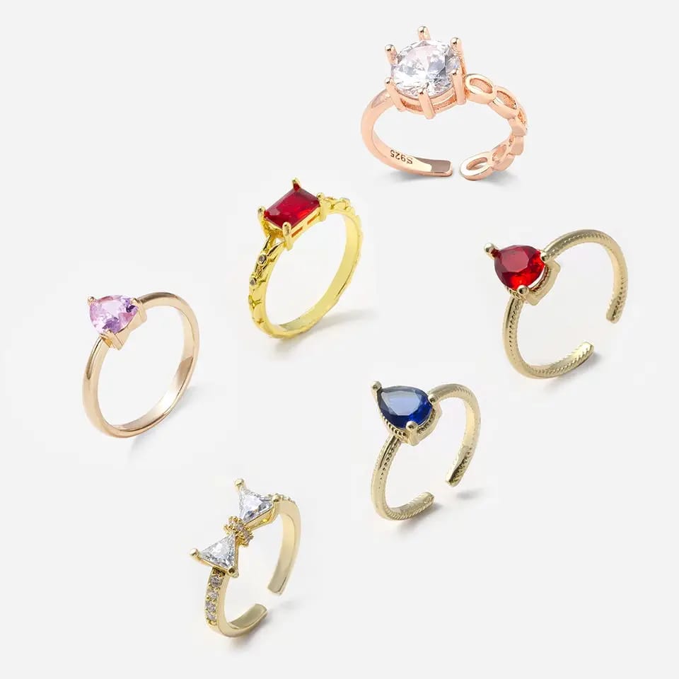 Hot Selling New Arrival Open Adjustable Gold Rings Fashion Jewelry Colorful Cubic Zirconia Rings For Women Men Ring