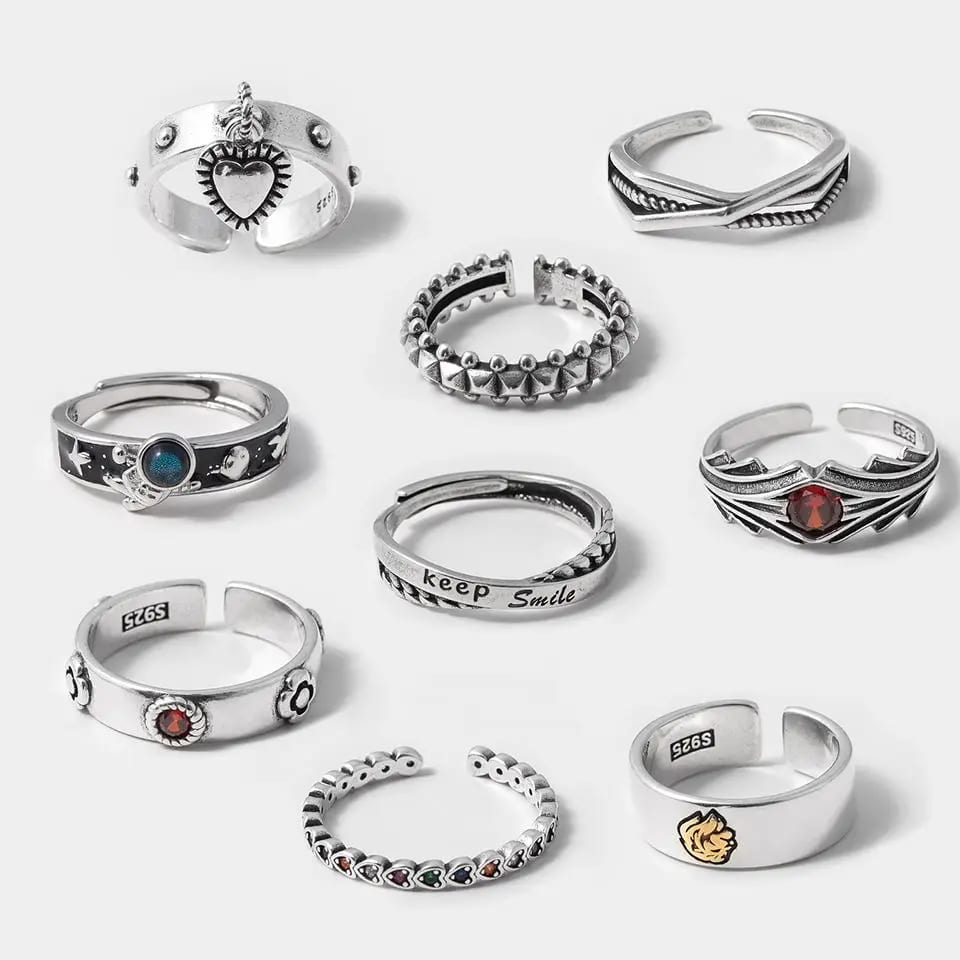 Custom Retro Ring Men S925 Sterling Silver Ring Natural Stone Real Silver Plated Rings For Boy And Girl Ring