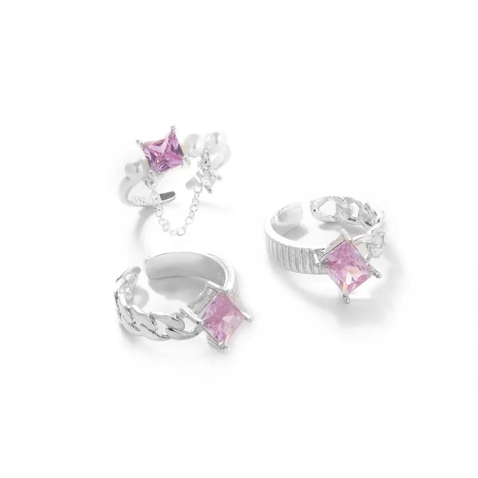 Custom Natural Stone Rings Jewelry For Women S925 Sterling Silver Real Silver Plated Ring Pink Stone Cz For Boy And Girl Ring