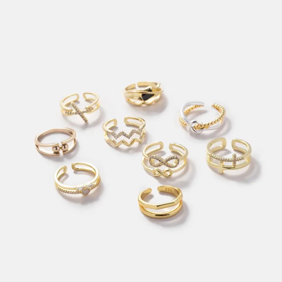Custom Silver Heart Shaped Open Couple Ring For Wedding 925 Sterling Silver Gold Plated Open Rings For Boy And Girl Ring