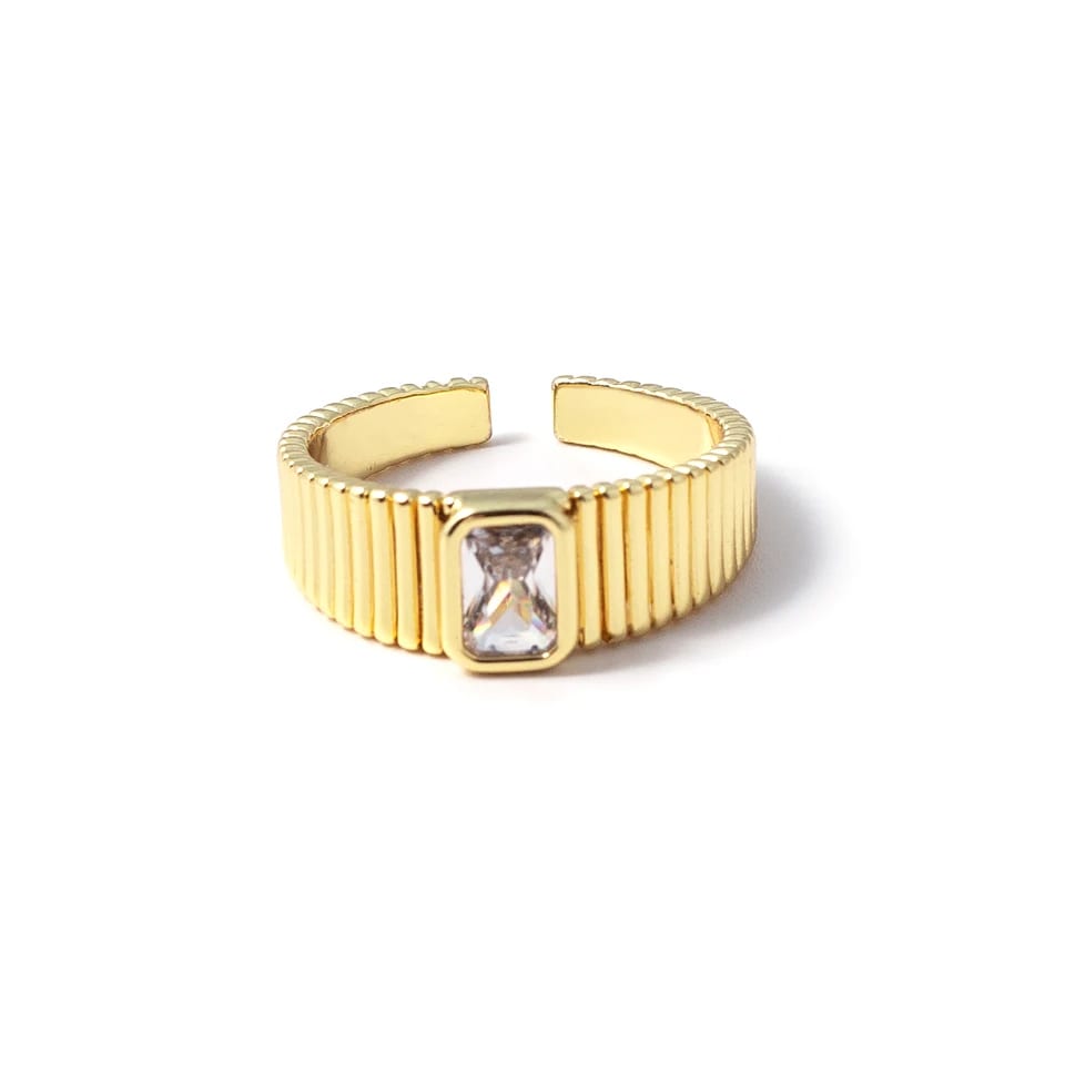 Minimalist High Quality Ridged Ring Gold Plated Zircon Women’s Ring Ring