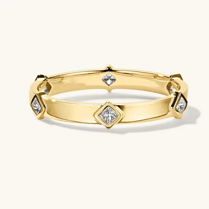 High Quality Fashion Fine Jewelry 925 Sterling Silver Angled Diamond Station Rings For Women And Girl Ring