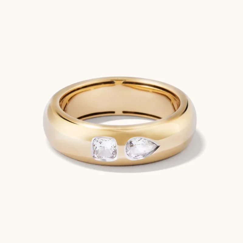 18k Gold Plated Fashion 925 Sterling Silver Cubic Zirconia Toi Et Moi Thick Ring Jewelry Woman Ring