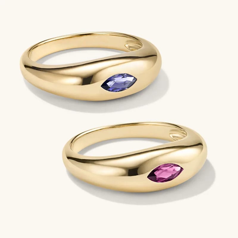 18k Gold Plated 925 Sterling Silver Candy Dome Rhodolite Marquise Rings For Women Jewelry Ring