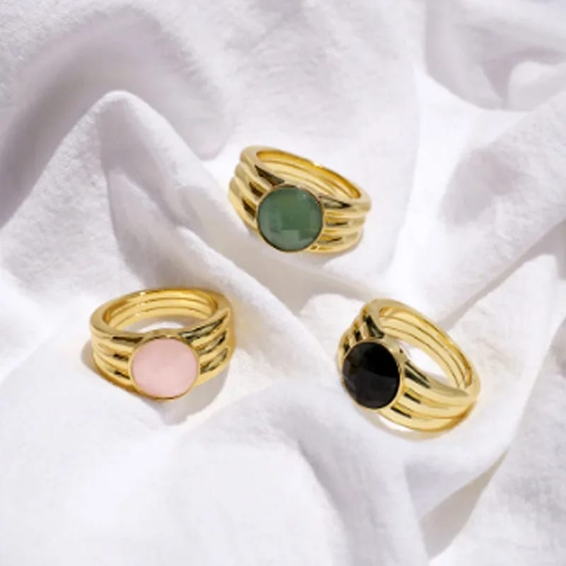 New Design Fashion Crystal Rings Natural Stone 925 Sterling Silver Gold Plated Real Natural Gemstone Ring For Women Jewelry Ring